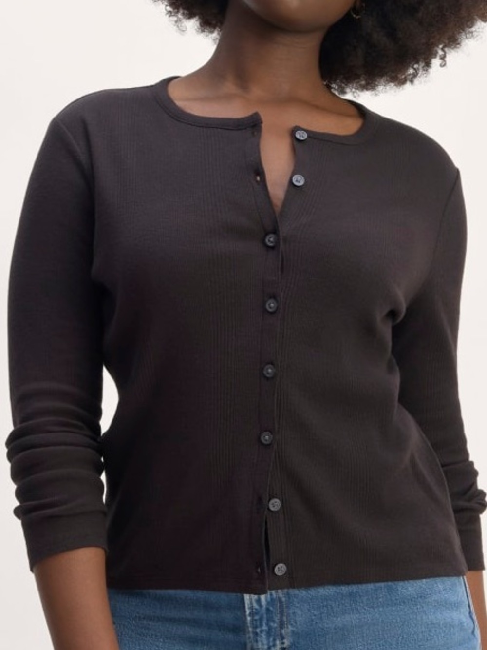 Everlane Vintage Rib Cotton Cardigan in black Size XS NWOT